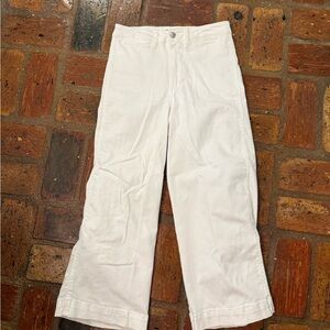 White Wide-Leg Ankle Length Pants